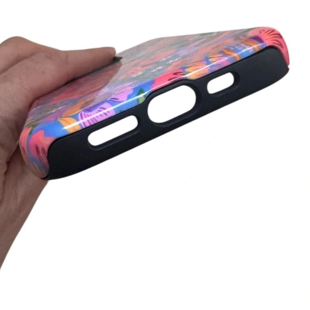 NEW iPhone 15 Pro case Bold Blue & Pink Floral Print periwinkle shock absorbing